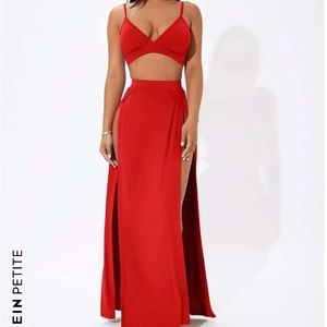 Sexy Red Matching Top & Maxi Skirt